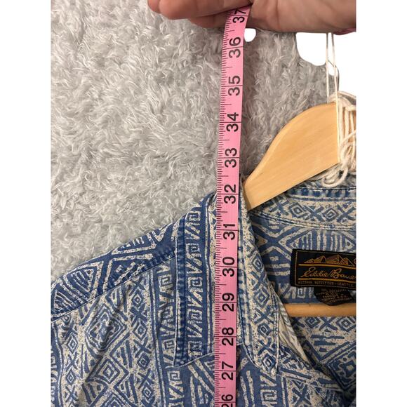 Vintage Eddie Bauer Outdoor Outfitters Shirt XL Blue Geometric Tribal Print - Picture 3 of 8
